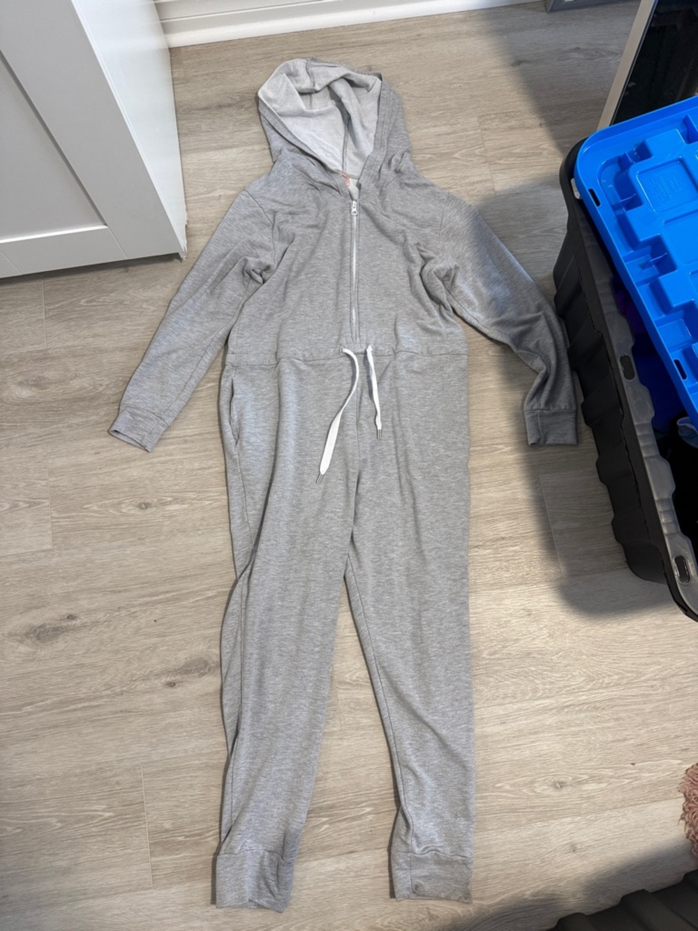 Smash + Tess Heather Gray Hooded Zip Jumpsuit